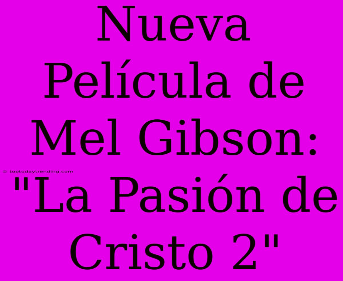 Nueva Película De Mel Gibson: 