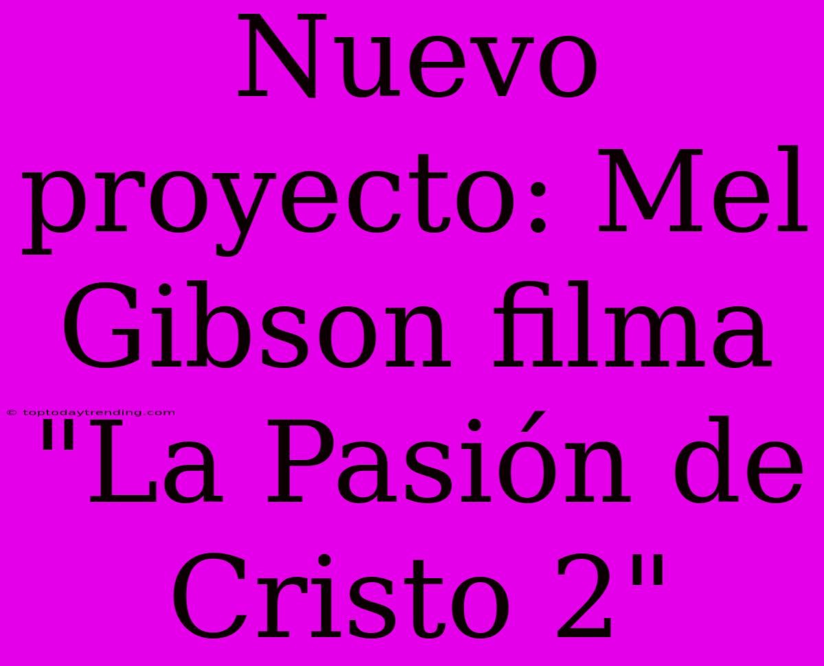 Nuevo Proyecto: Mel Gibson Filma 