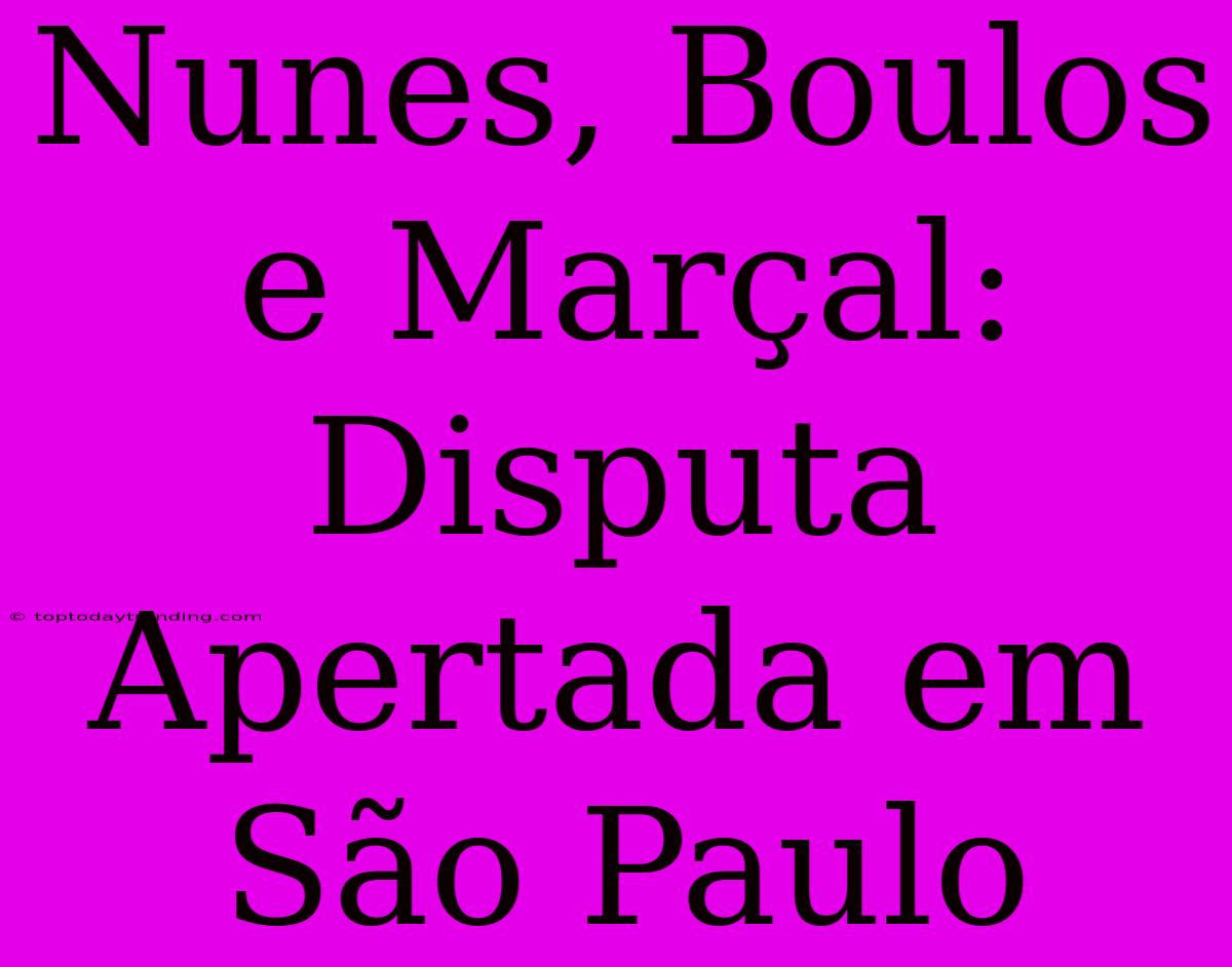 Nunes, Boulos E Marçal: Disputa Apertada Em São Paulo