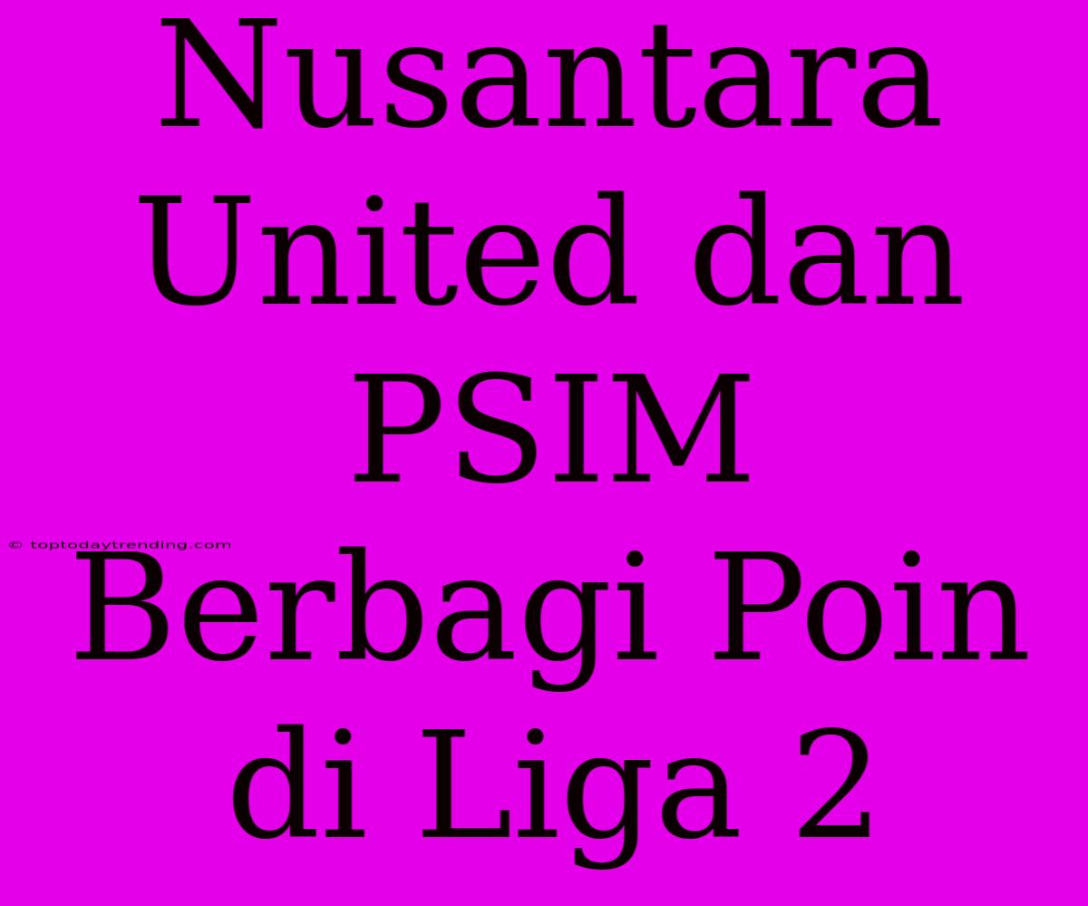 Nusantara United Dan PSIM Berbagi Poin Di Liga 2