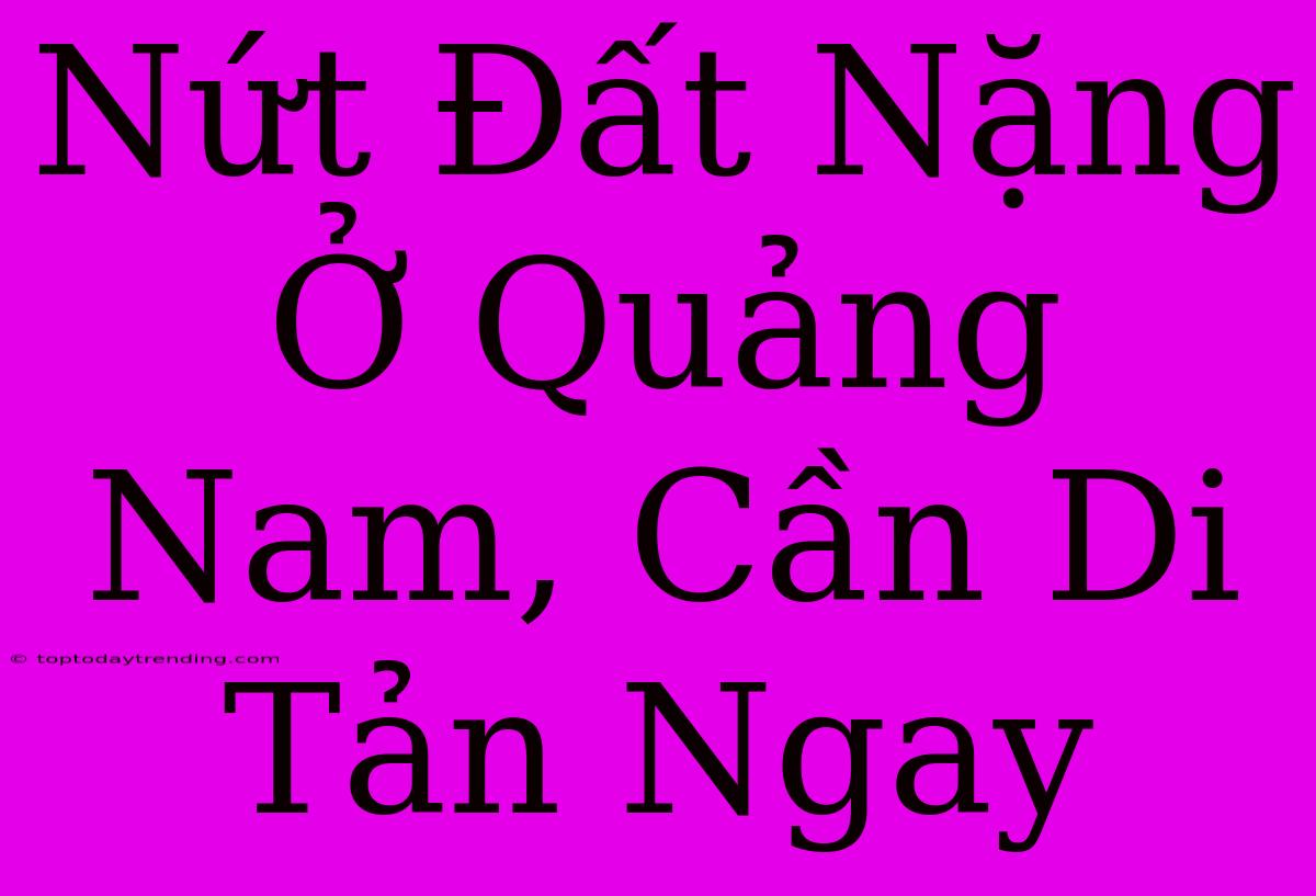 Nứt Đất Nặng Ở Quảng Nam, Cần Di Tản Ngay