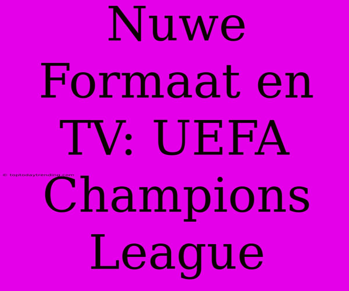 Nuwe Formaat En TV: UEFA Champions League