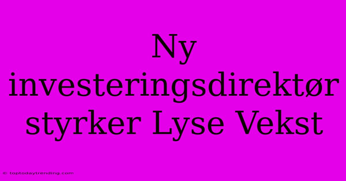 Ny Investeringsdirektør Styrker Lyse Vekst