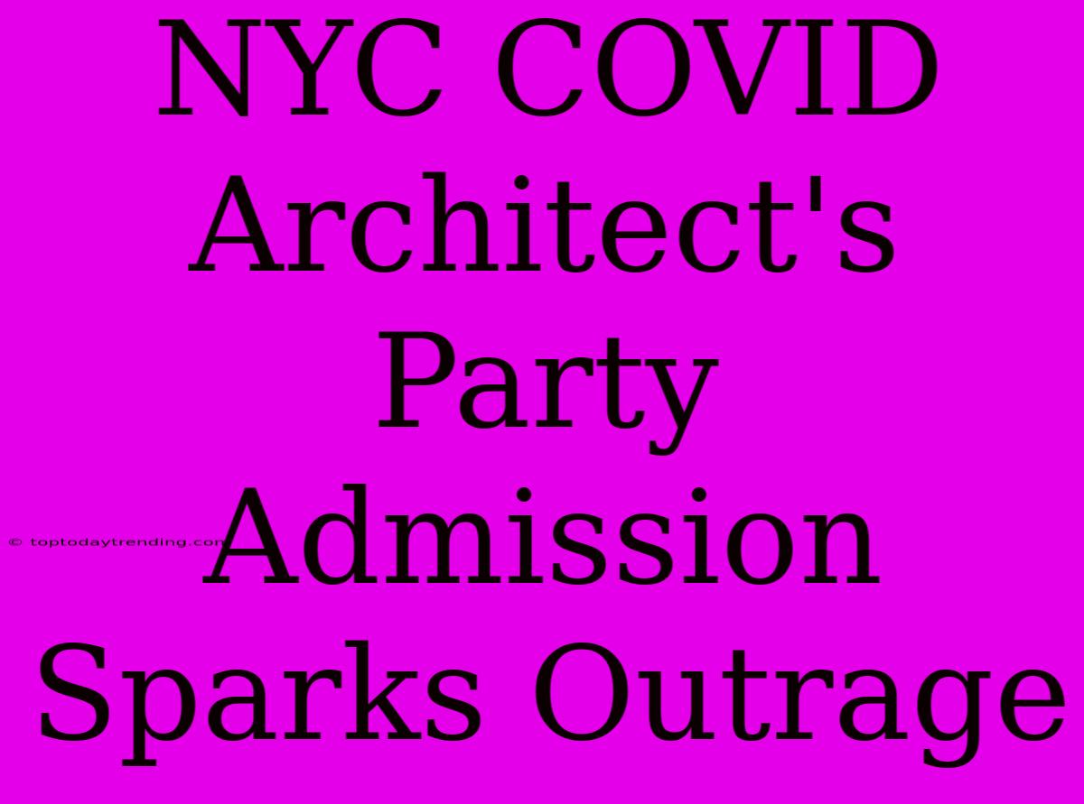 NYC COVID Architect's Party Admission Sparks Outrage