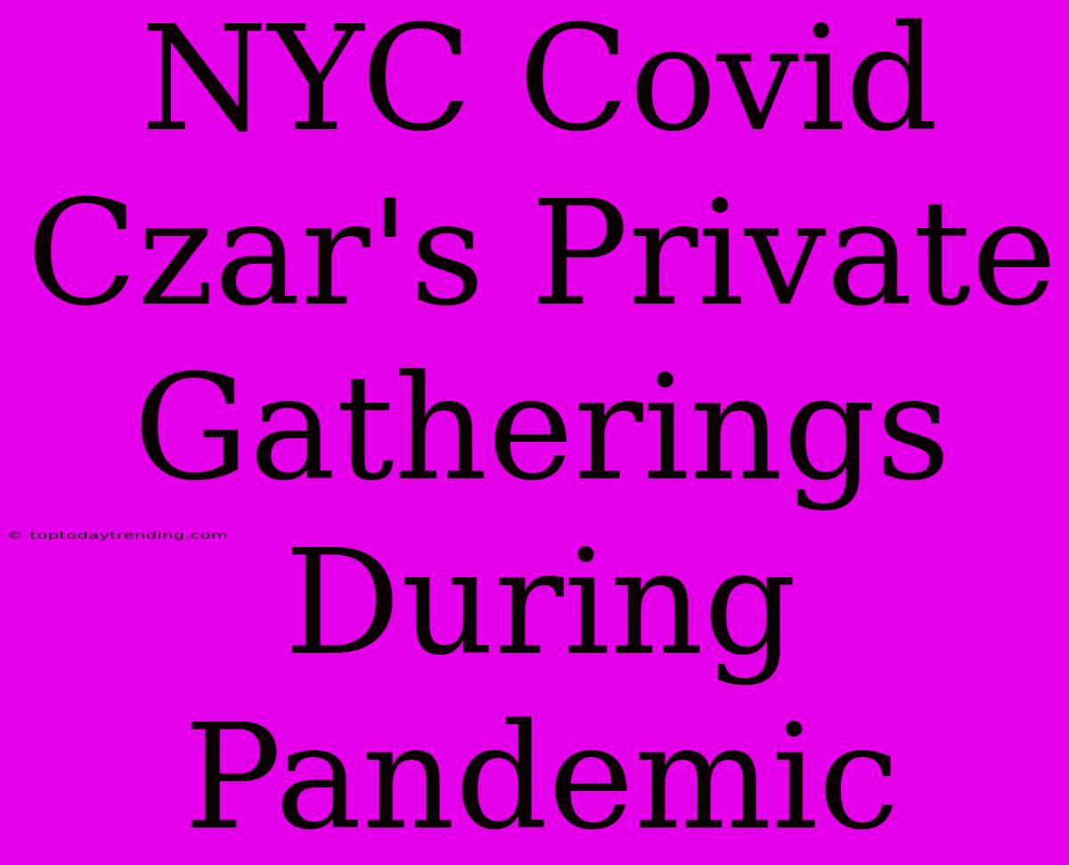 NYC Covid Czar's Private Gatherings During Pandemic