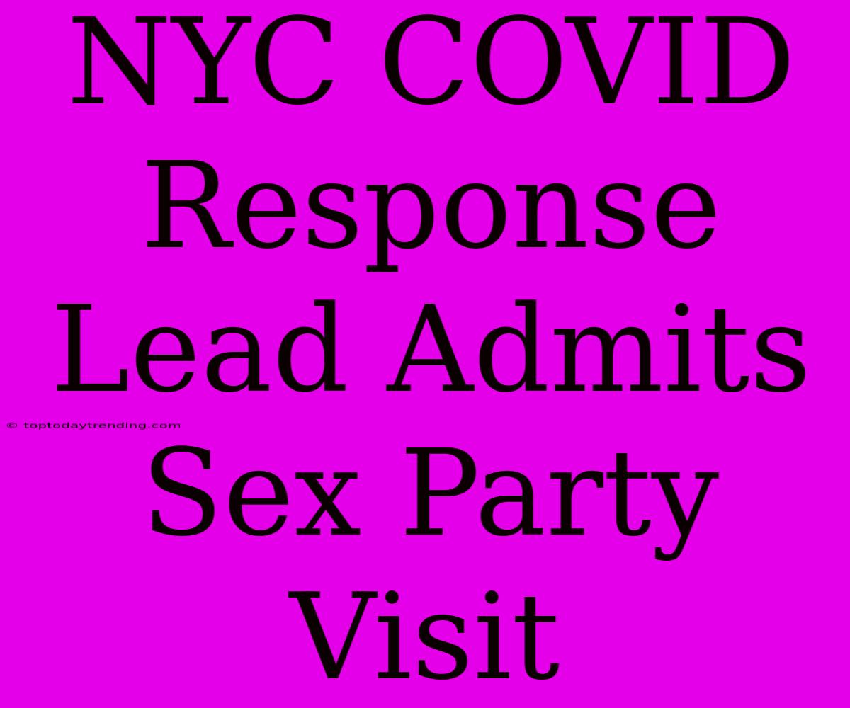 NYC COVID Response Lead Admits Sex Party Visit