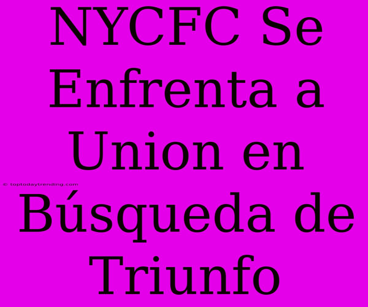 NYCFC Se Enfrenta A Union En Búsqueda De Triunfo