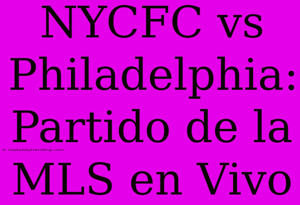 NYCFC Vs Philadelphia: Partido De La MLS En Vivo