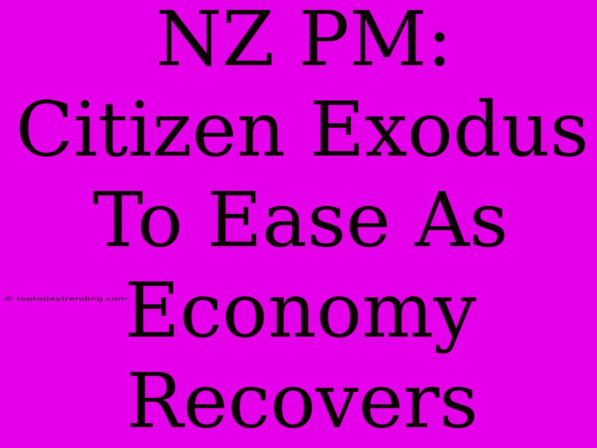 NZ PM: Citizen Exodus To Ease As Economy Recovers