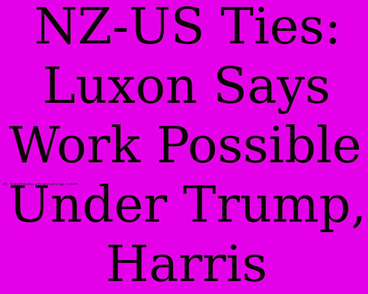 NZ-US Ties: Luxon Says Work Possible Under Trump, Harris