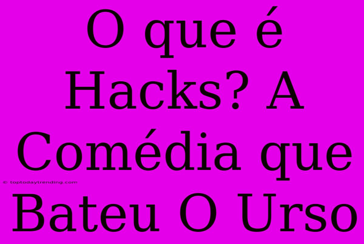 O Que É Hacks? A Comédia Que Bateu O Urso