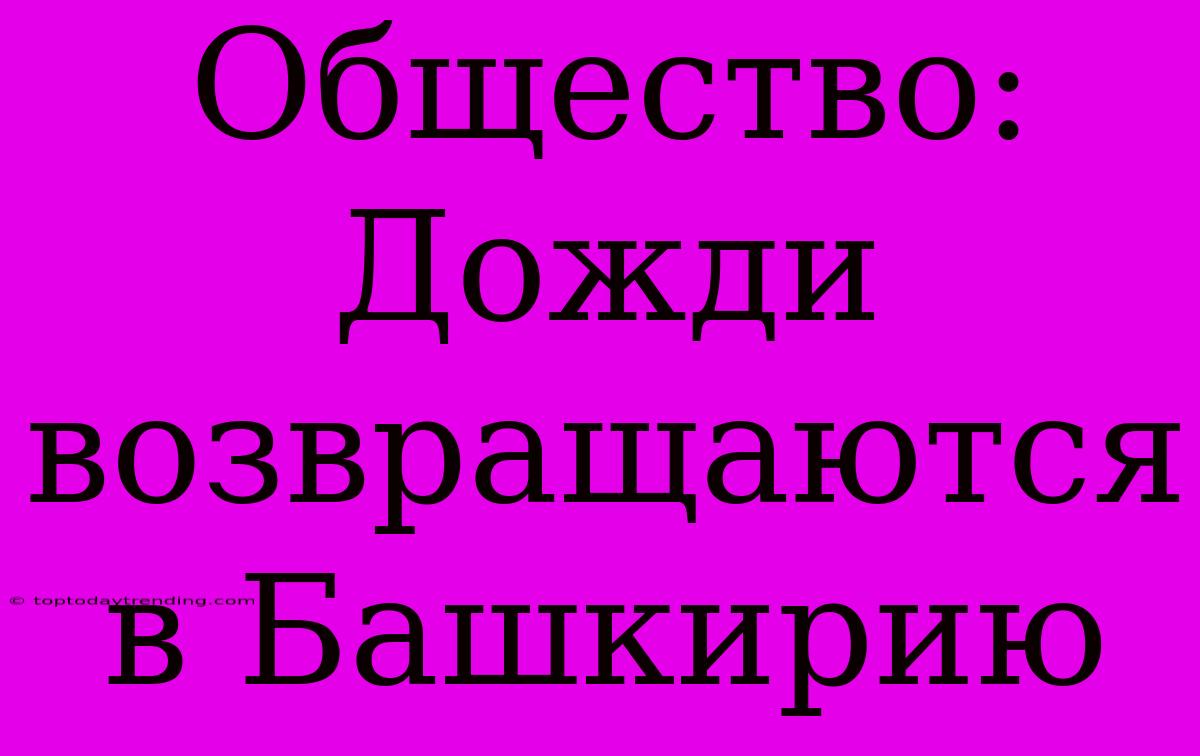 Общество: Дожди Возвращаются В Башкирию