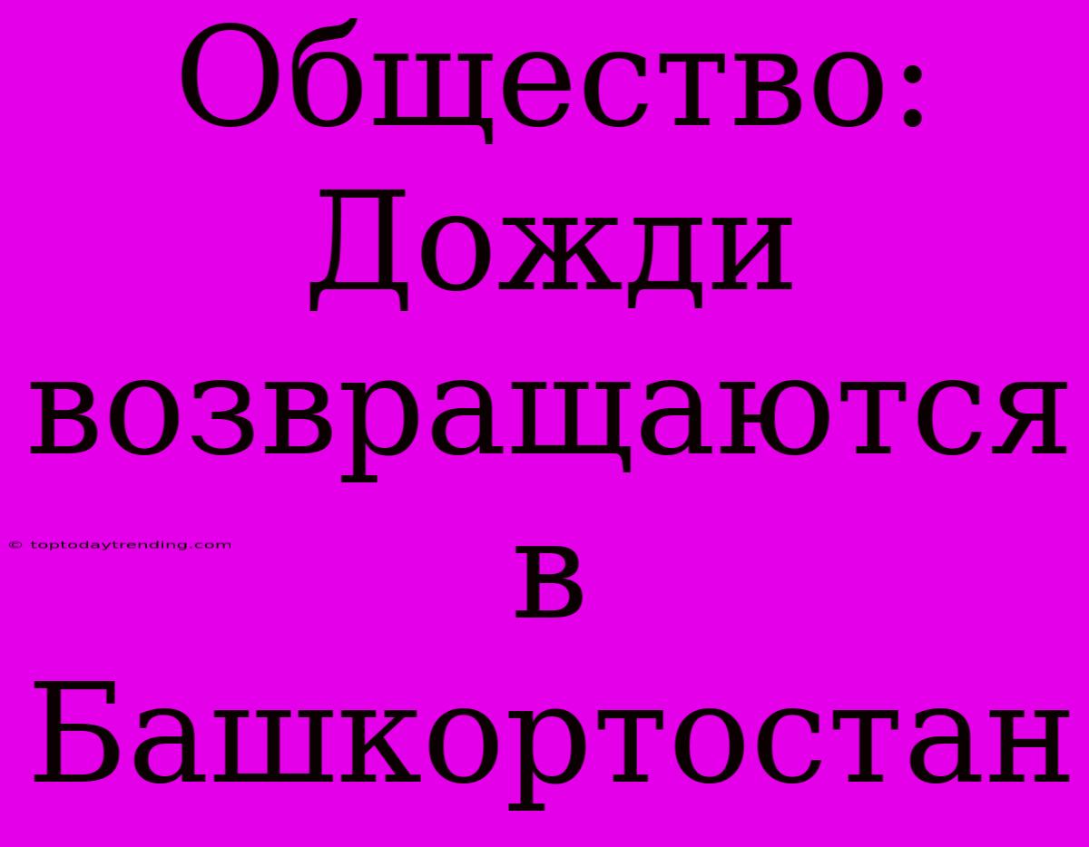 Общество: Дожди Возвращаются В Башкортостан