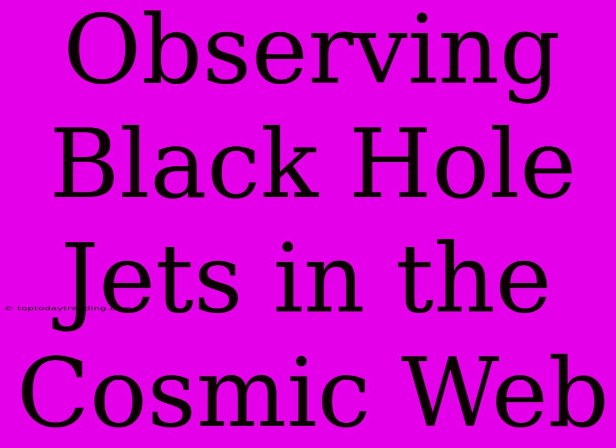 Observing Black Hole Jets In The Cosmic Web