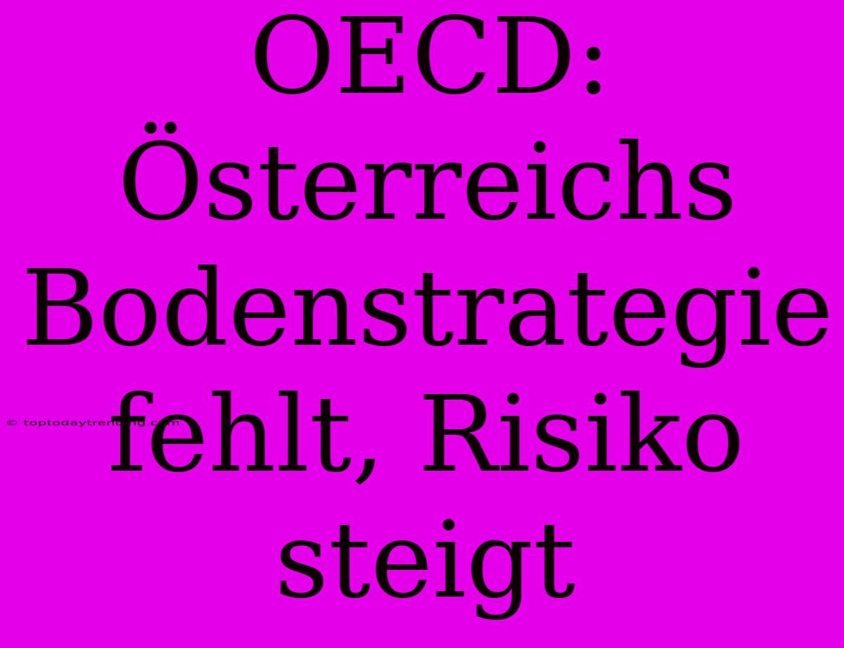 OECD: Österreichs Bodenstrategie Fehlt, Risiko Steigt