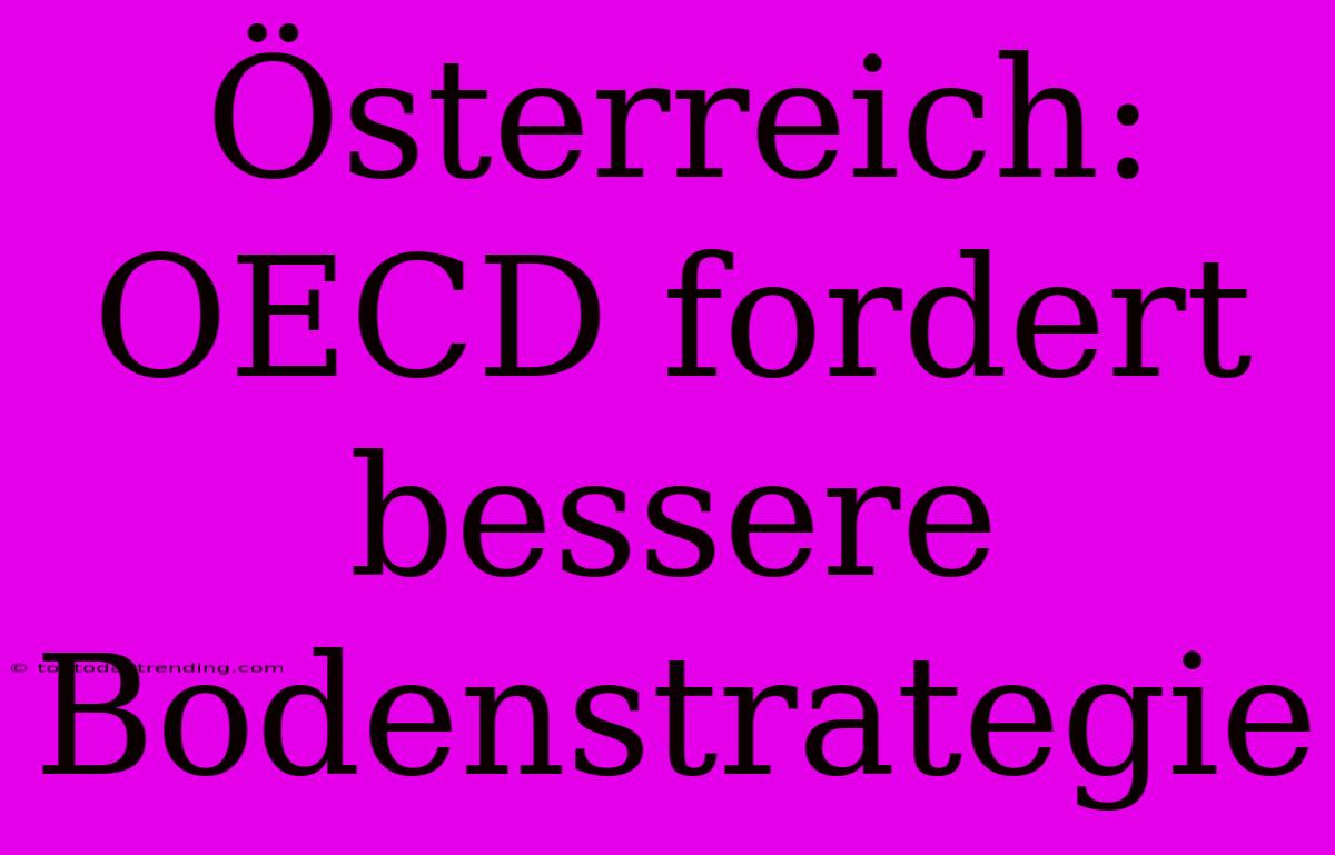 Österreich: OECD Fordert Bessere Bodenstrategie