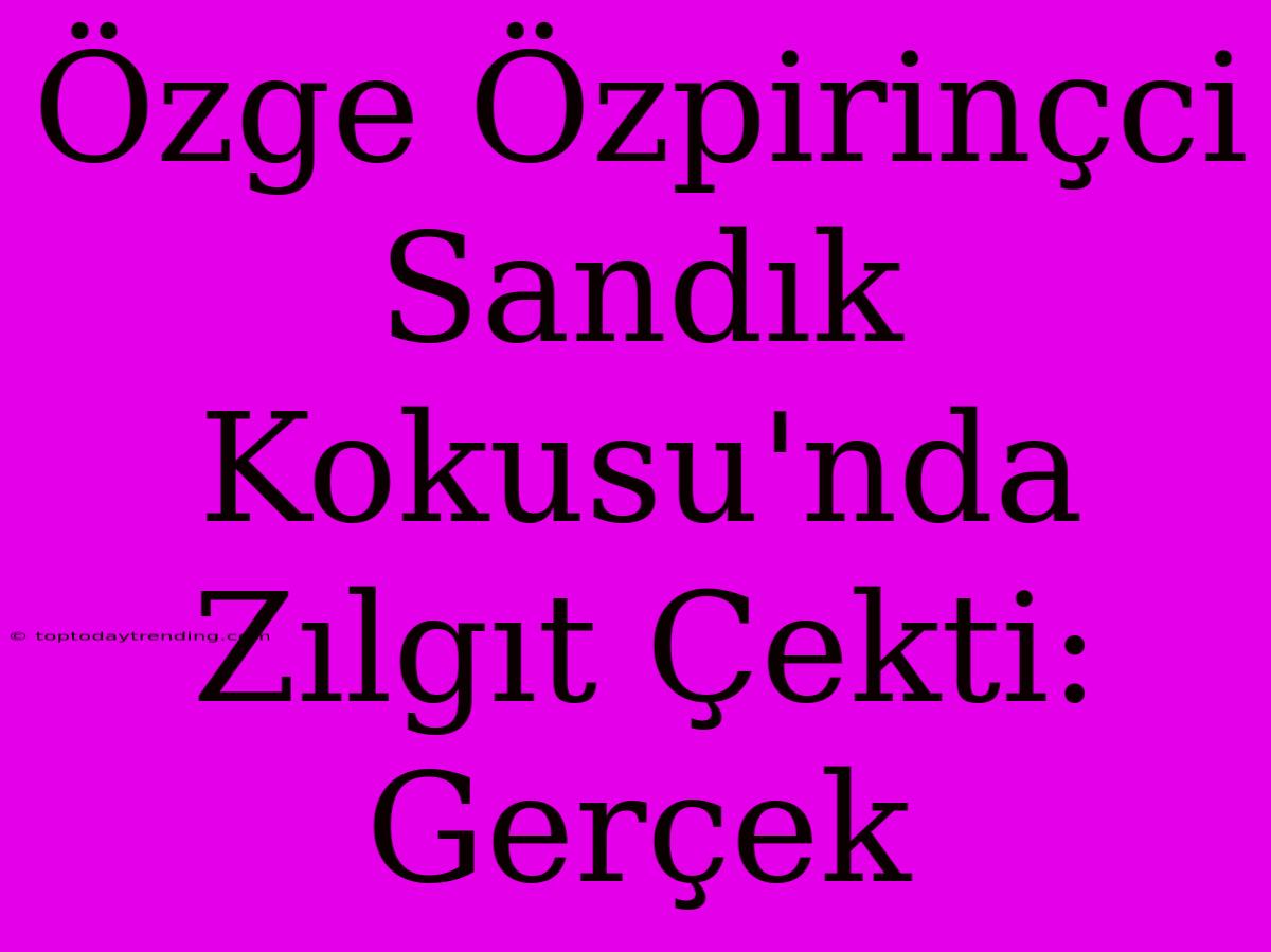 Özge Özpirinçci Sandık Kokusu'nda Zılgıt Çekti: Gerçek