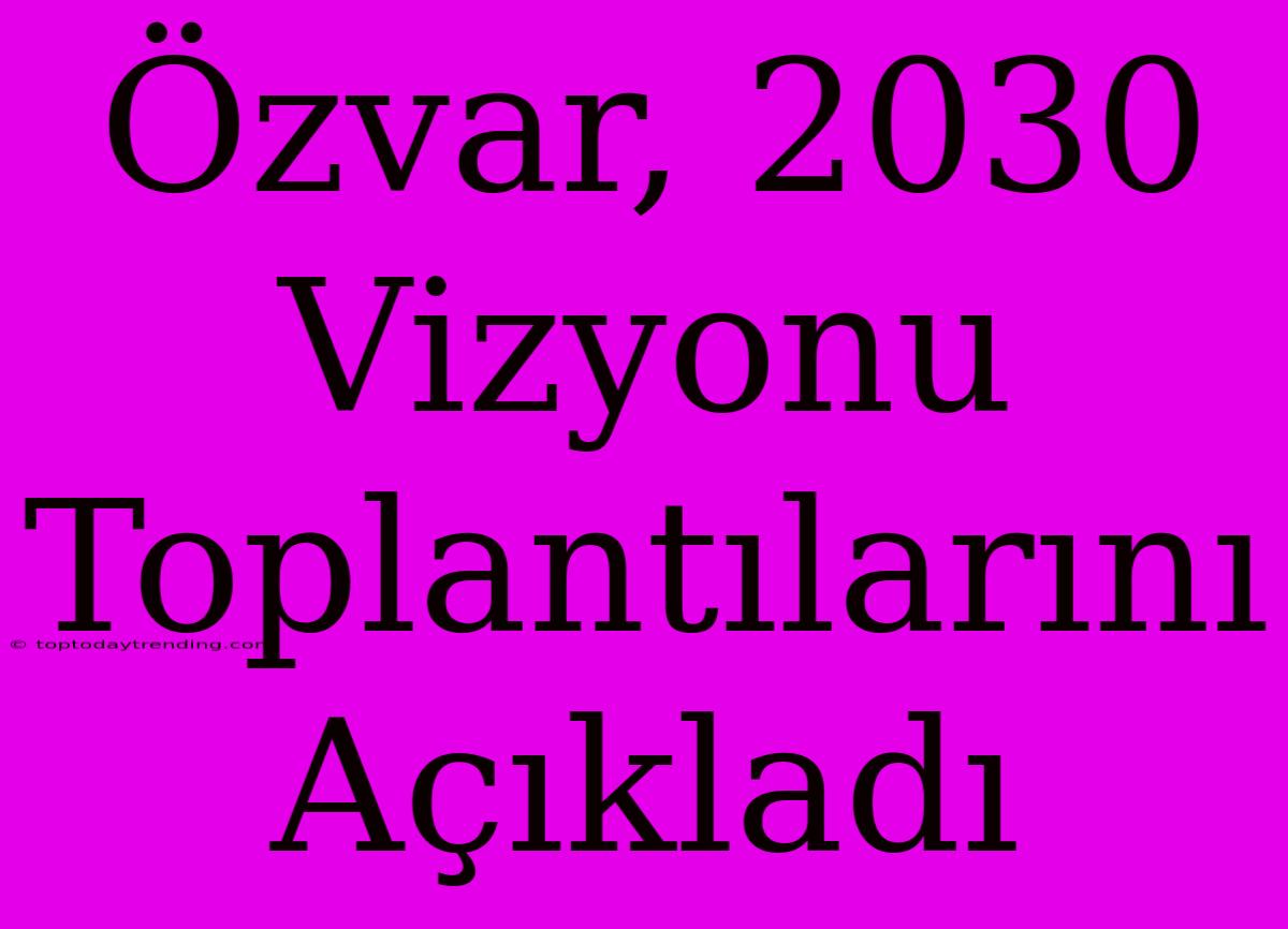 Özvar, 2030 Vizyonu Toplantılarını Açıkladı