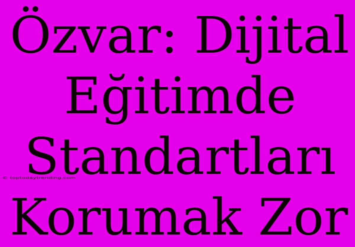 Özvar: Dijital Eğitimde Standartları Korumak Zor