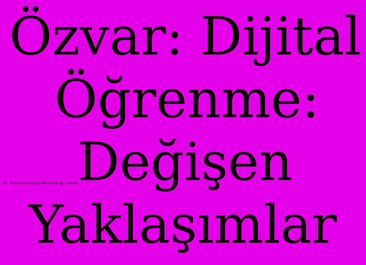 Özvar: Dijital Öğrenme: Değişen Yaklaşımlar