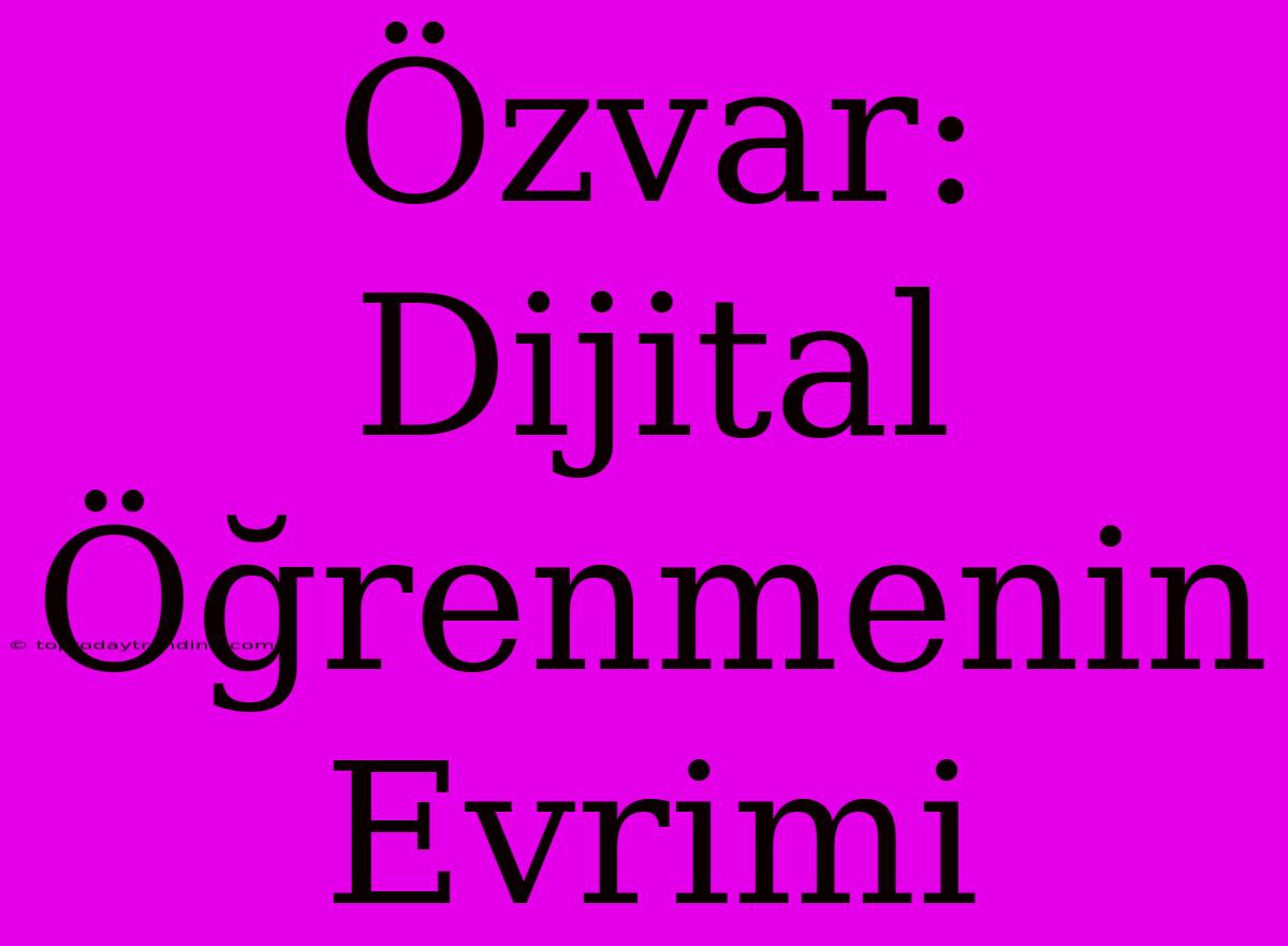 Özvar: Dijital Öğrenmenin Evrimi