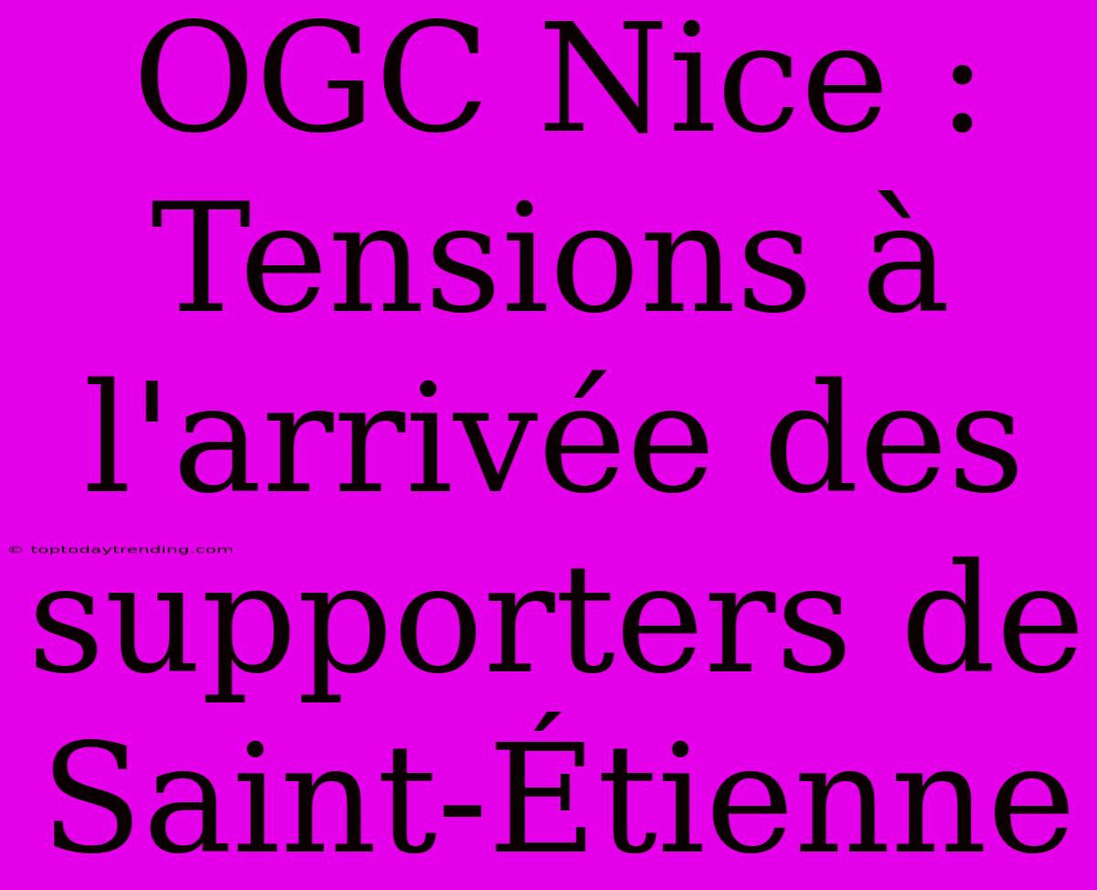 OGC Nice : Tensions À L'arrivée Des Supporters De Saint-Étienne