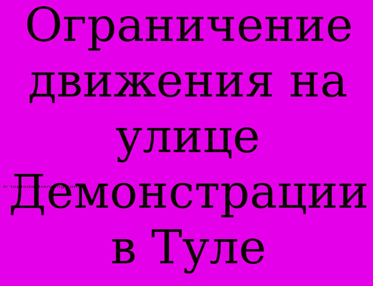 Ограничение Движения На Улице Демонстрации В Туле