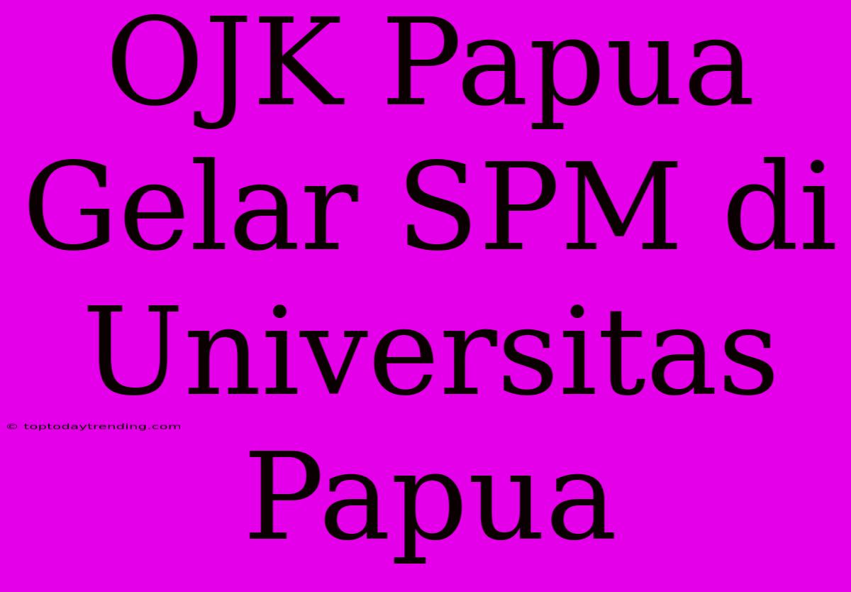 OJK Papua Gelar SPM Di Universitas Papua