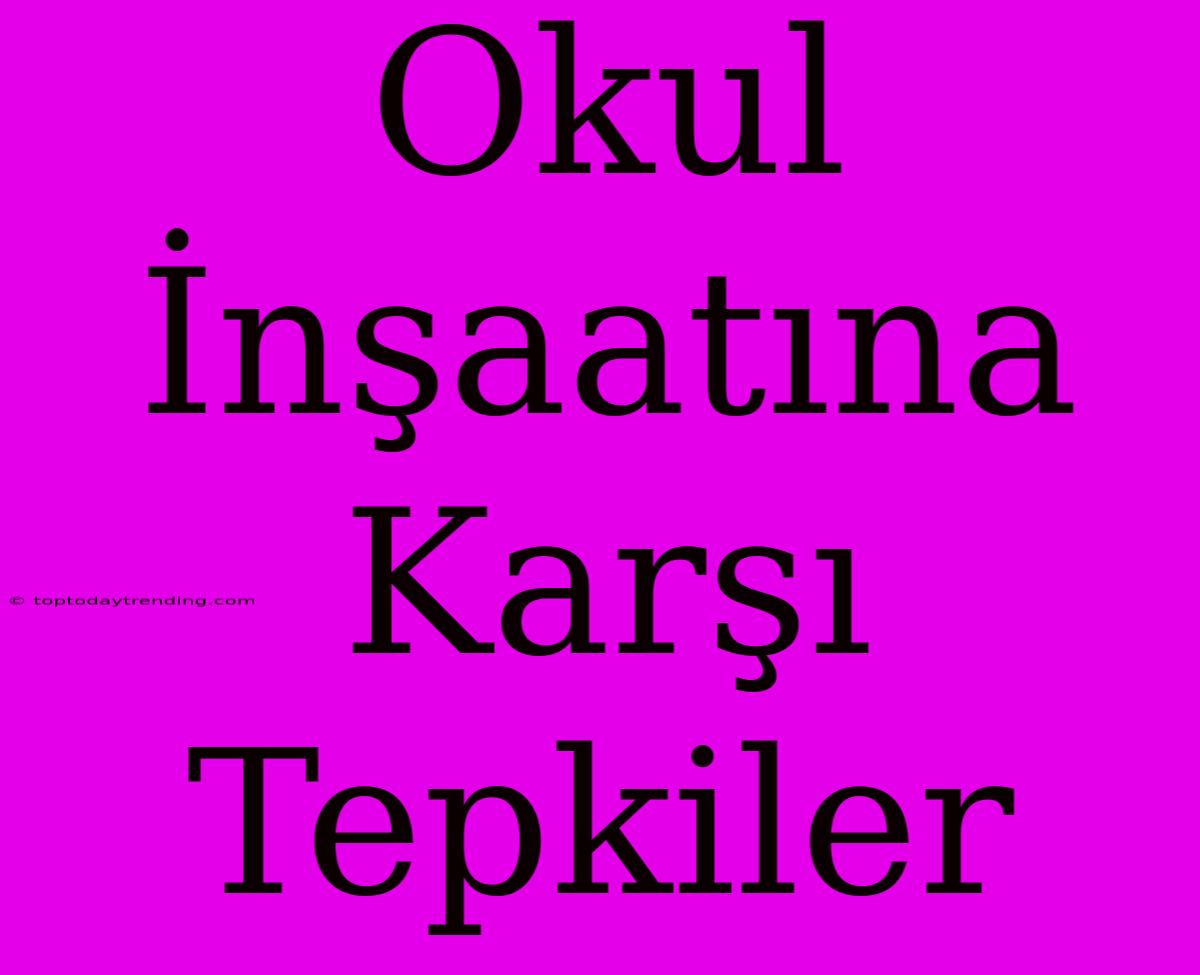 Okul İnşaatına Karşı Tepkiler