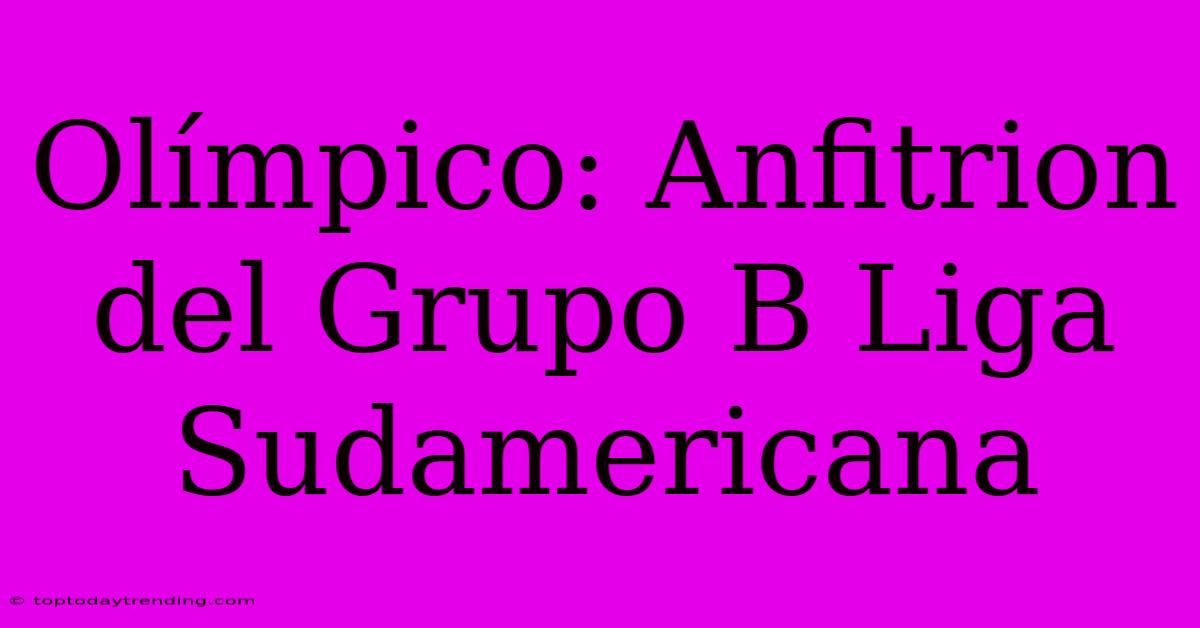 Olímpico: Anfitrion Del Grupo B Liga Sudamericana