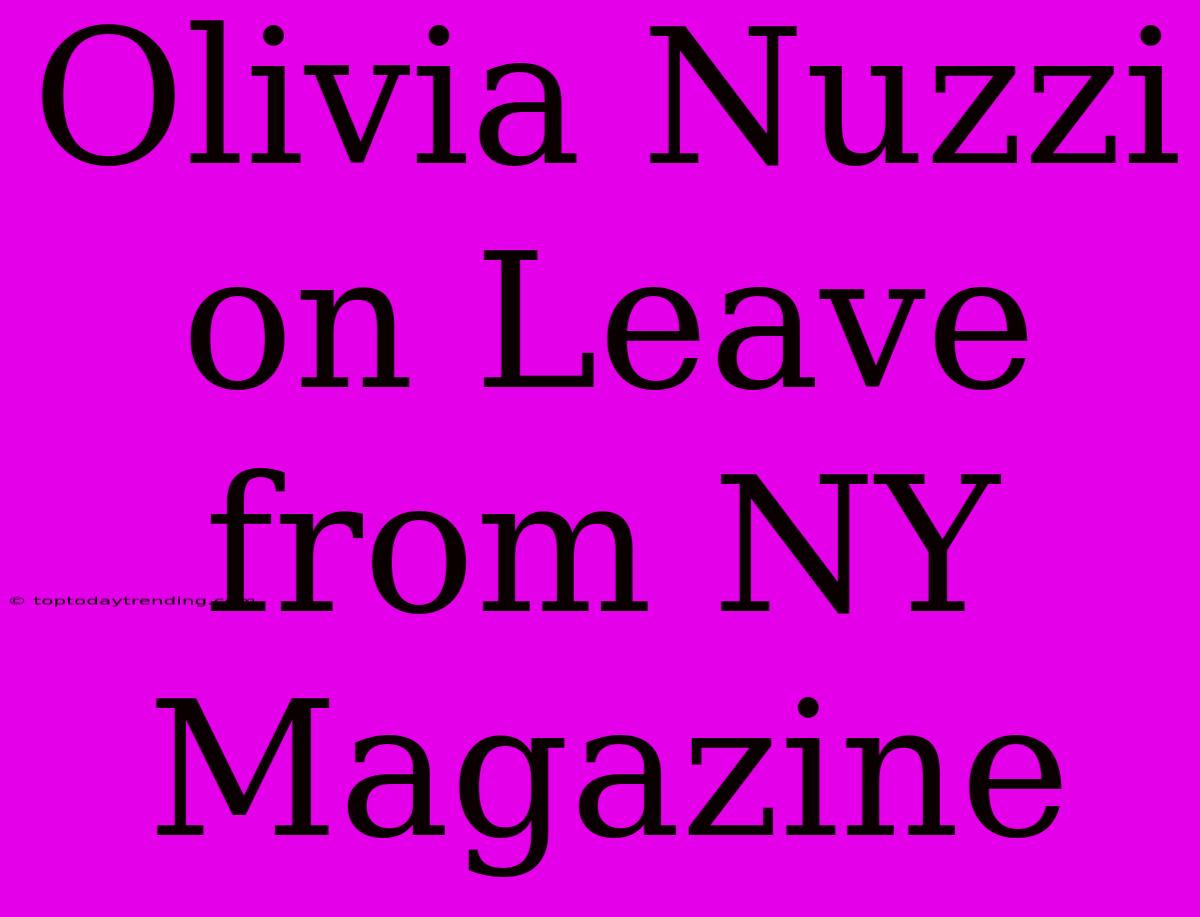 Olivia Nuzzi On Leave From NY Magazine