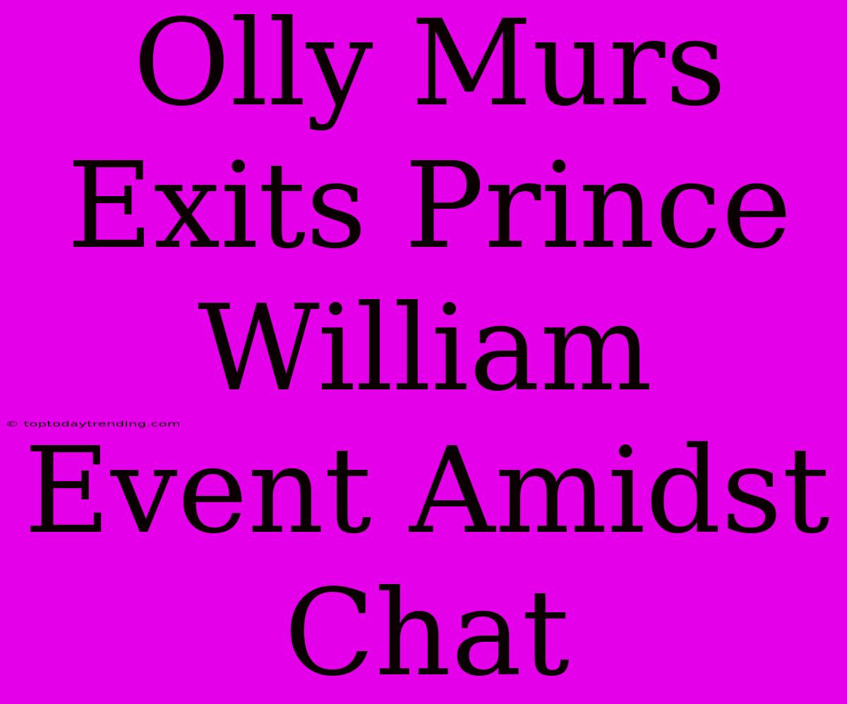 Olly Murs Exits Prince William Event Amidst Chat