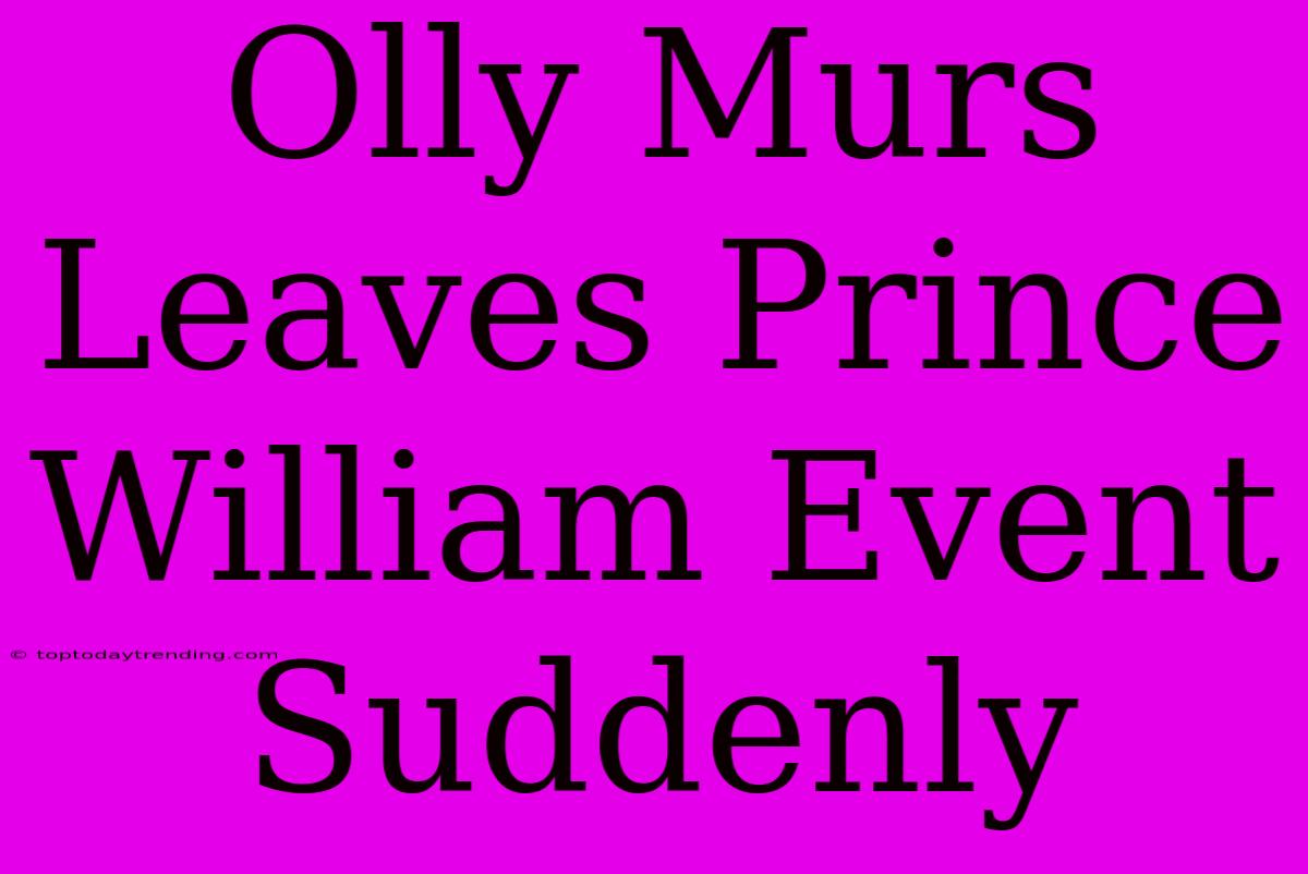 Olly Murs Leaves Prince William Event Suddenly