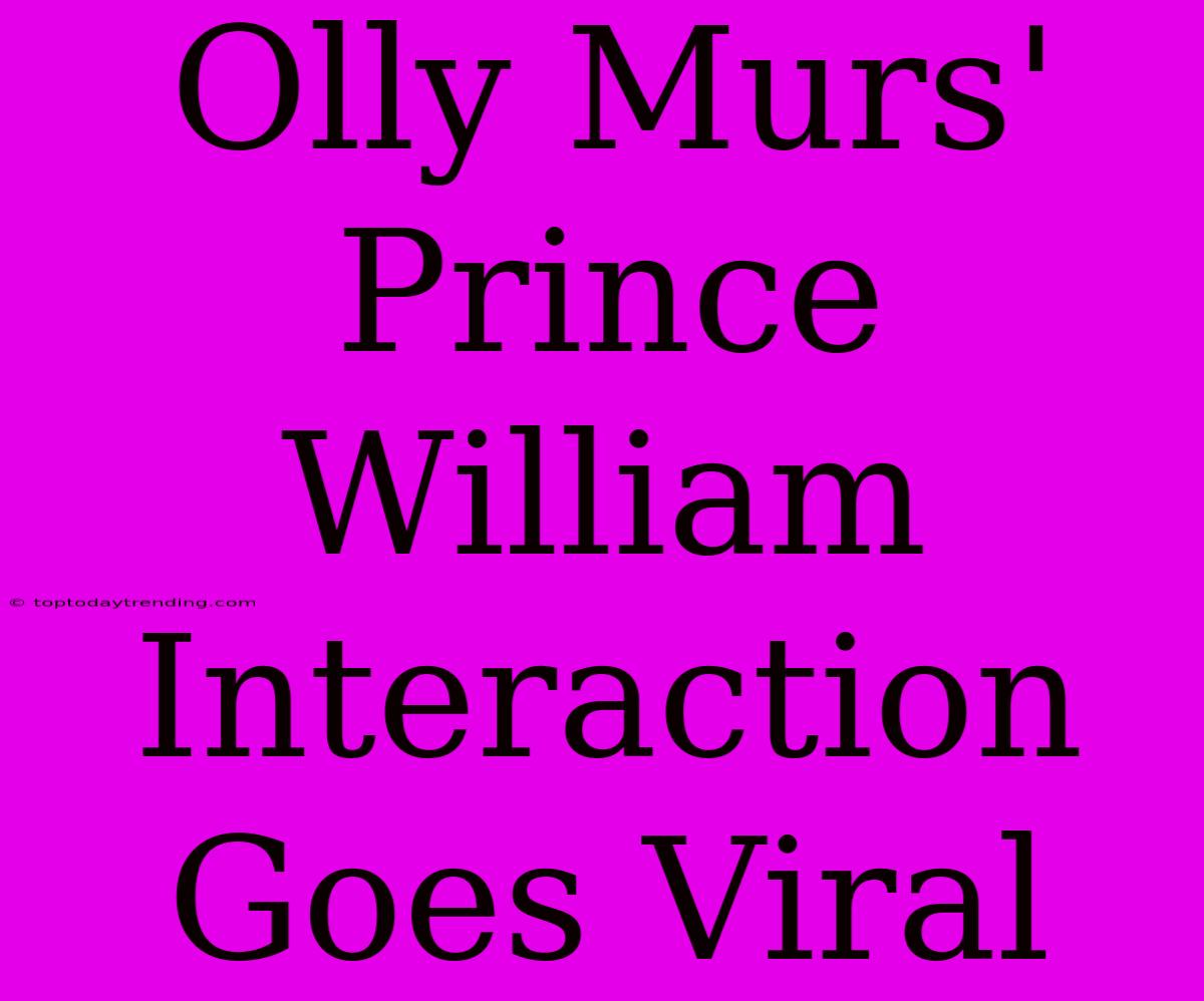 Olly Murs' Prince William Interaction Goes Viral