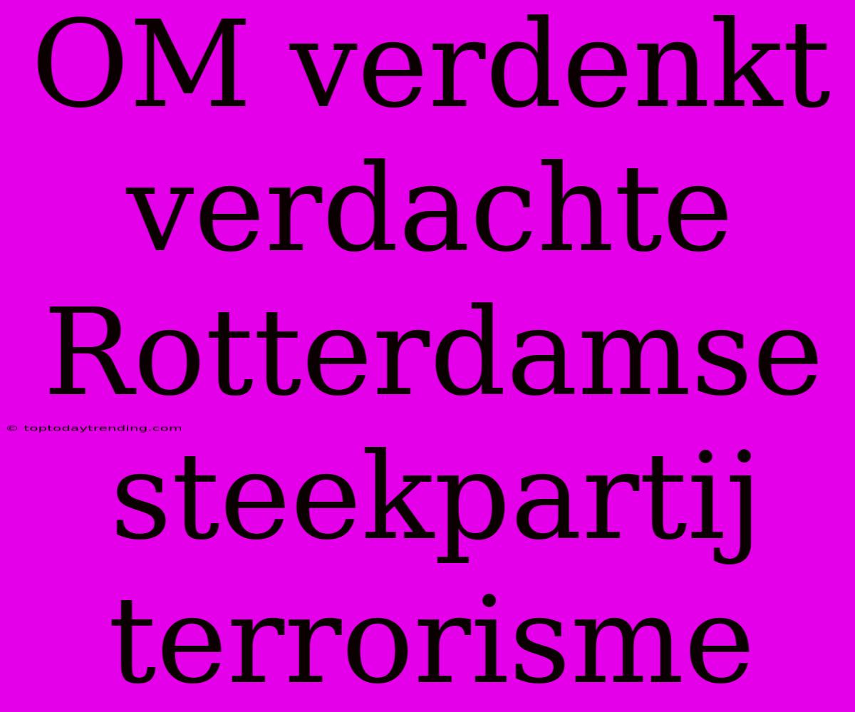 OM Verdenkt Verdachte Rotterdamse Steekpartij Terrorisme