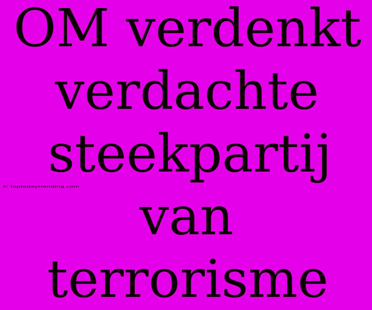 OM Verdenkt Verdachte Steekpartij Van Terrorisme