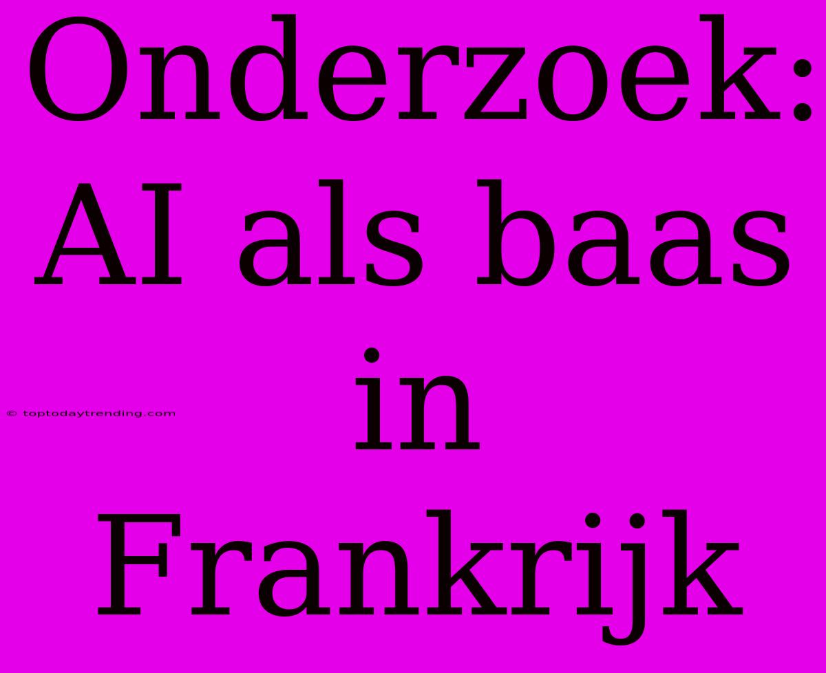 Onderzoek: AI Als Baas In Frankrijk