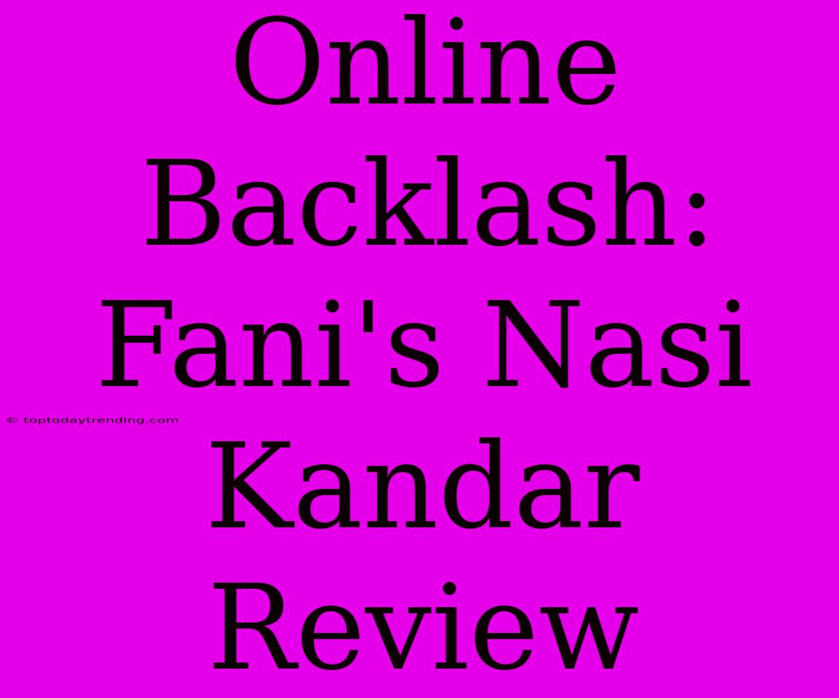 Online Backlash: Fani's Nasi Kandar Review