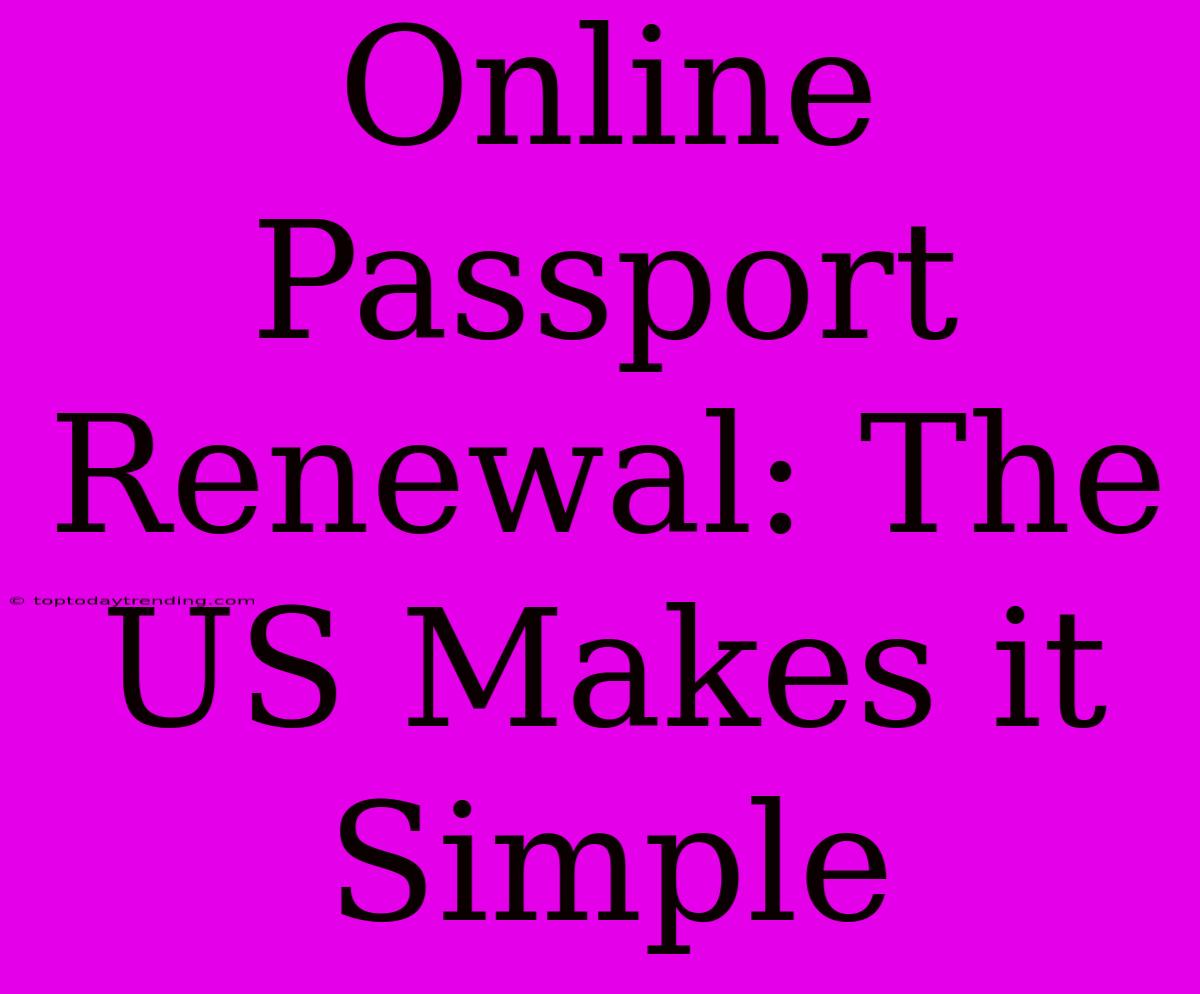 Online Passport Renewal: The US Makes It Simple