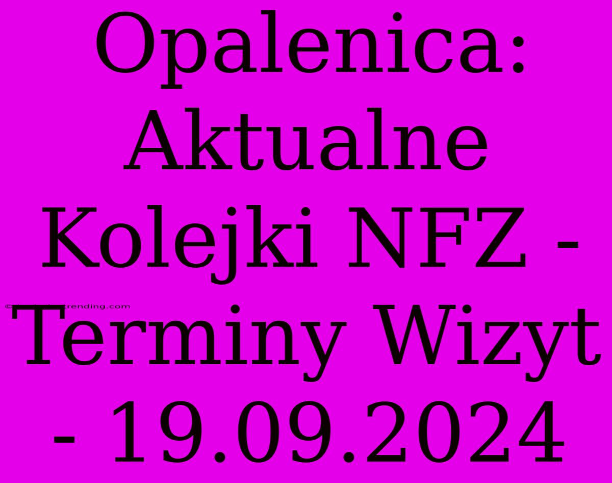 Opalenica: Aktualne Kolejki NFZ - Terminy Wizyt - 19.09.2024