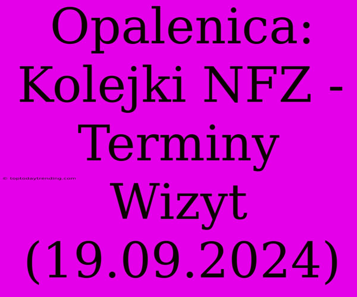 Opalenica: Kolejki NFZ - Terminy Wizyt (19.09.2024)