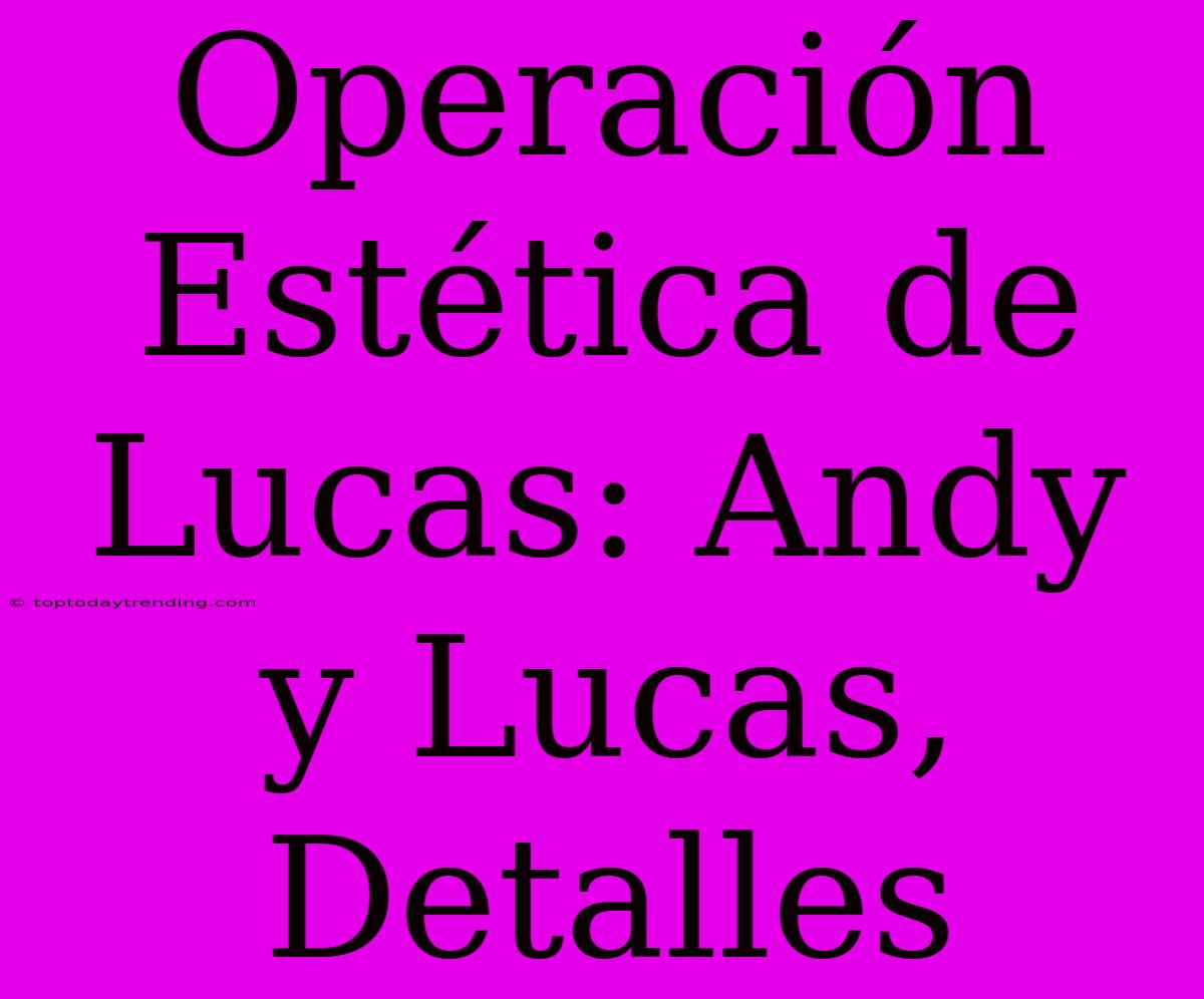 Operación Estética De Lucas: Andy Y Lucas, Detalles