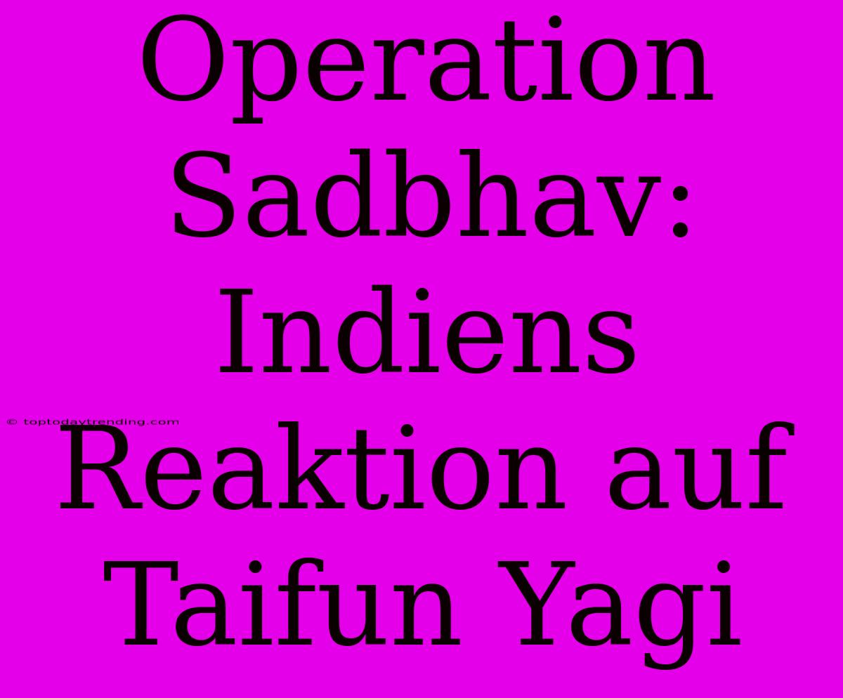 Operation Sadbhav: Indiens Reaktion Auf Taifun Yagi