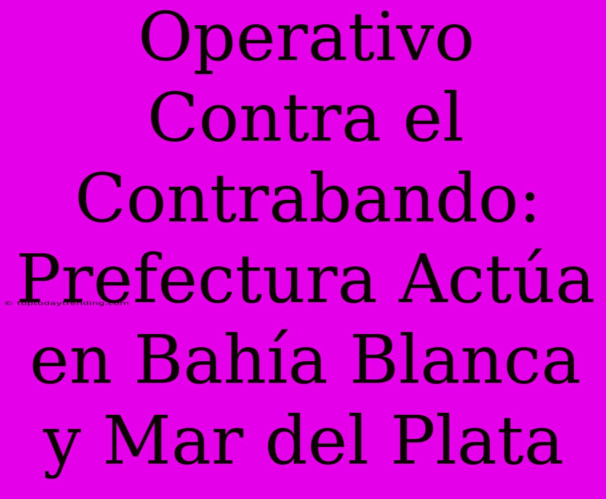 Operativo Contra El Contrabando: Prefectura Actúa En Bahía Blanca Y Mar Del Plata