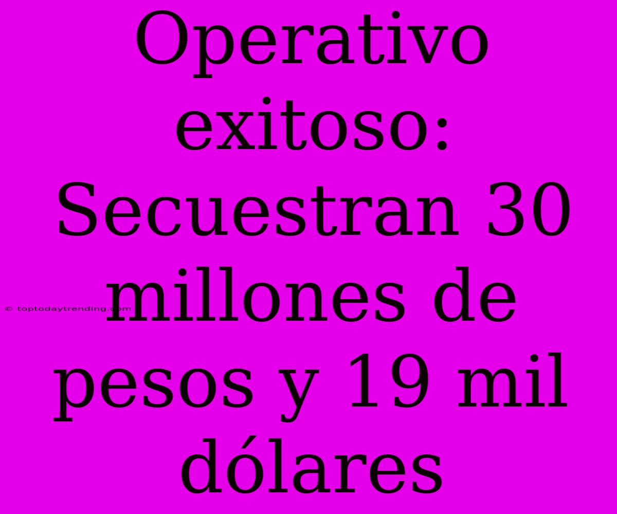 Operativo Exitoso: Secuestran 30 Millones De Pesos Y 19 Mil Dólares