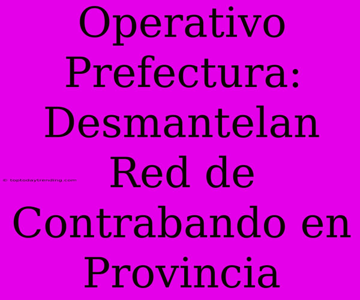 Operativo Prefectura: Desmantelan Red De Contrabando En Provincia