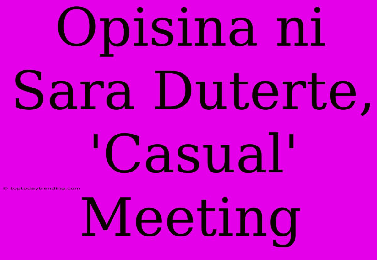 Opisina Ni Sara Duterte, 'Casual' Meeting