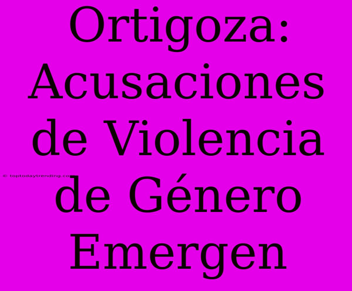 Ortigoza: Acusaciones De Violencia De Género Emergen