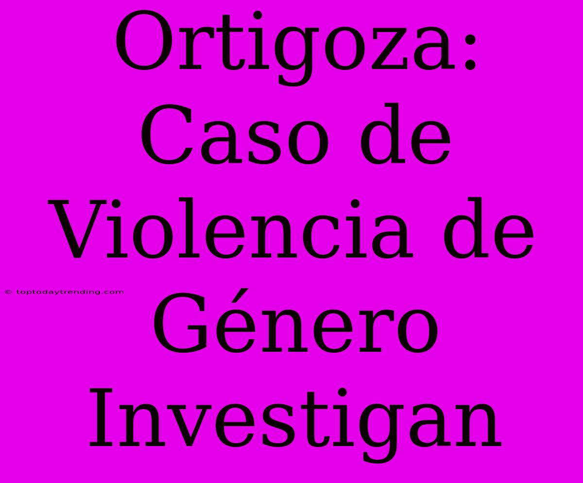 Ortigoza: Caso De Violencia De Género Investigan