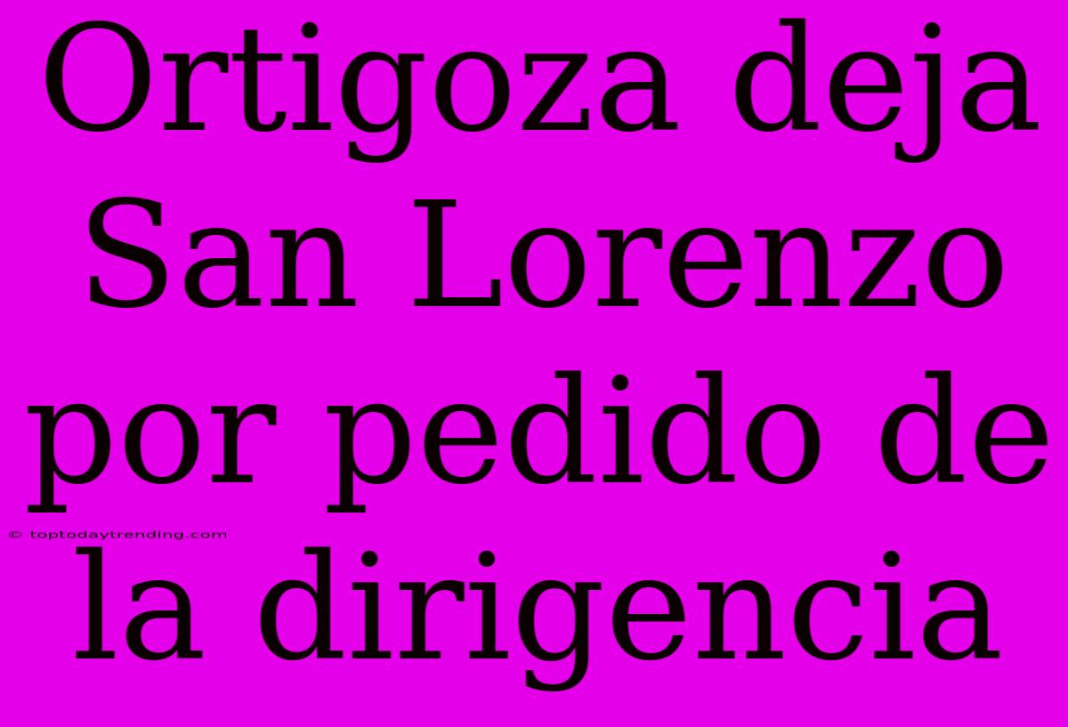 Ortigoza Deja San Lorenzo Por Pedido De La Dirigencia